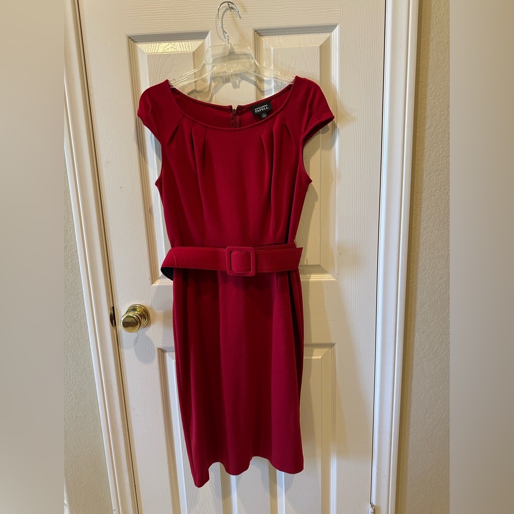 Adrianna Papell Red Belted Midi Dress